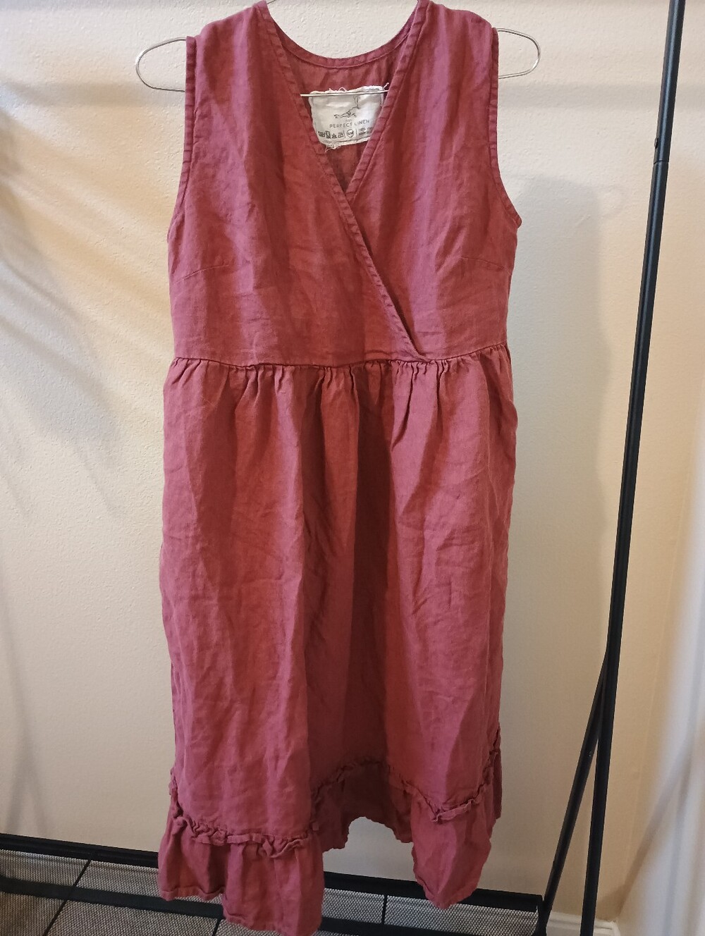notPERFECTLINEN Sleeveless Linen Dress in Marsala